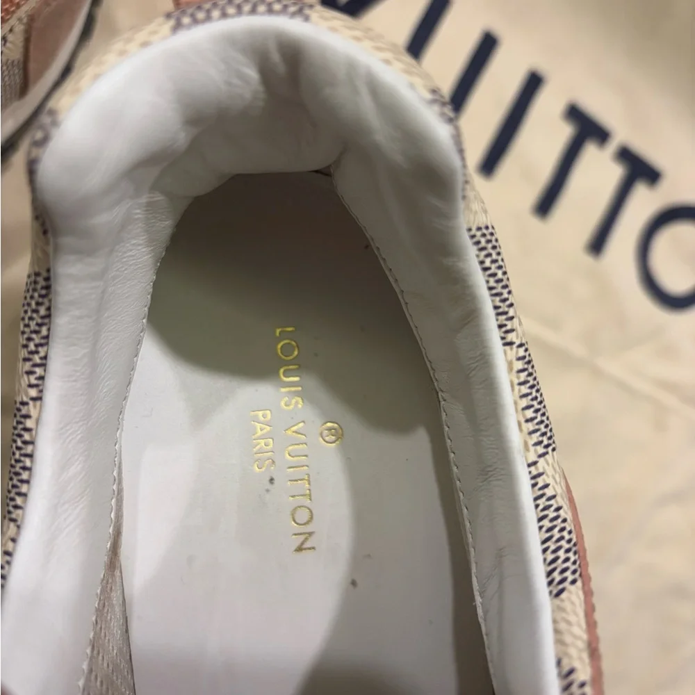 Louis Vuitton Pink and Damier Azur Run Away Sneakers - Picture 7 of 16